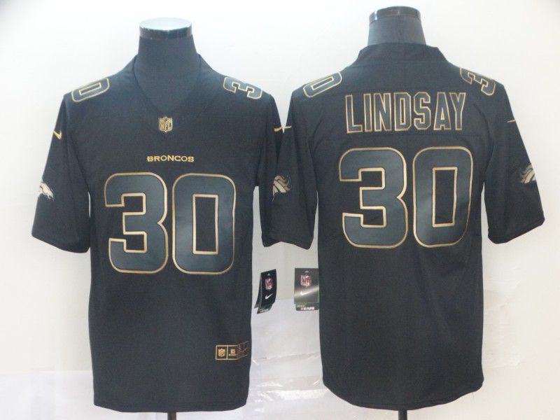 Men Denver Broncos #30 Lindsay Nike Vapor Limited Black Golden NFL Jerseys